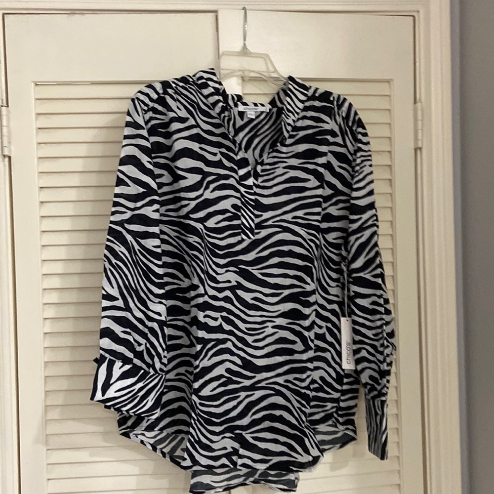 Chico’s Zebra Stripe Shirt(New with tags)
